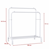 Suport dublu pentru haine si pantofi, 141.5 x 56 x 109 cm, otel, alb, Vivo, CR400